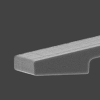 SEM full-view image of Vmicro PC0P2 Si-Si 5 AFM probe showing complete probe geometry